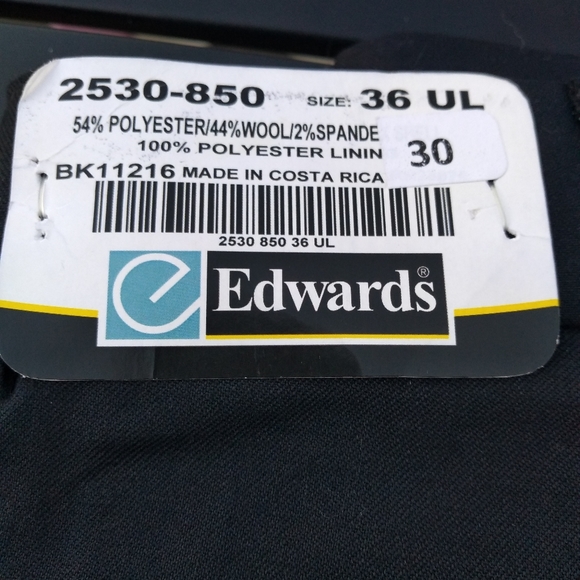 NWT Edwards Redwood & Ross Men's Black Dress Pants, Size 36, 44% Wool - Picture 2 of 8